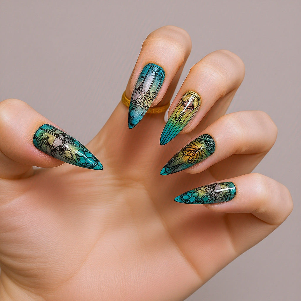 Nail set with elegant glitter design Bowlift