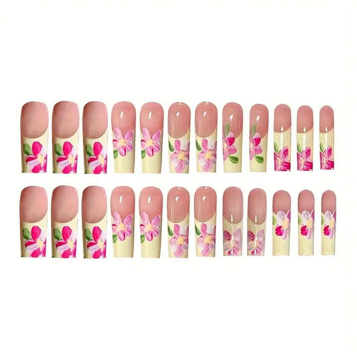 Decorative Floral Design Press-On Nails Bowlift