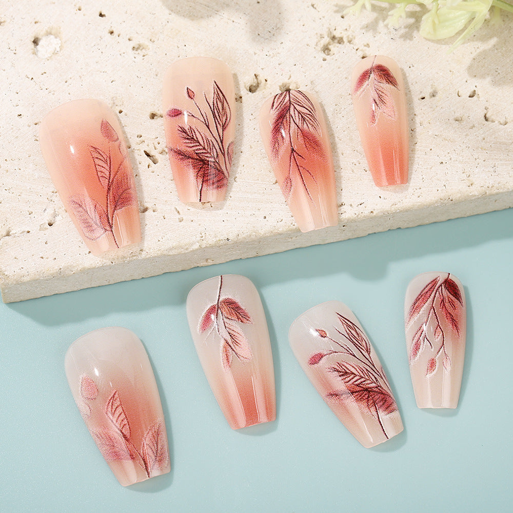 Artificial nails with elegant leaf pattern Bowlift