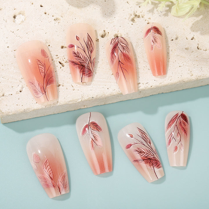 Artificial nails with elegant leaf pattern Bowlift