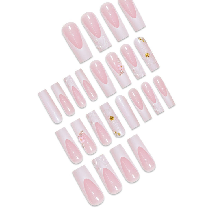 Decorative Floral Stiletto Press-On Nails Bowlift