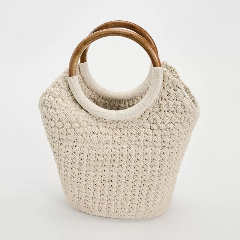 Handcrafted tote bag with round wooden handle Bowlift