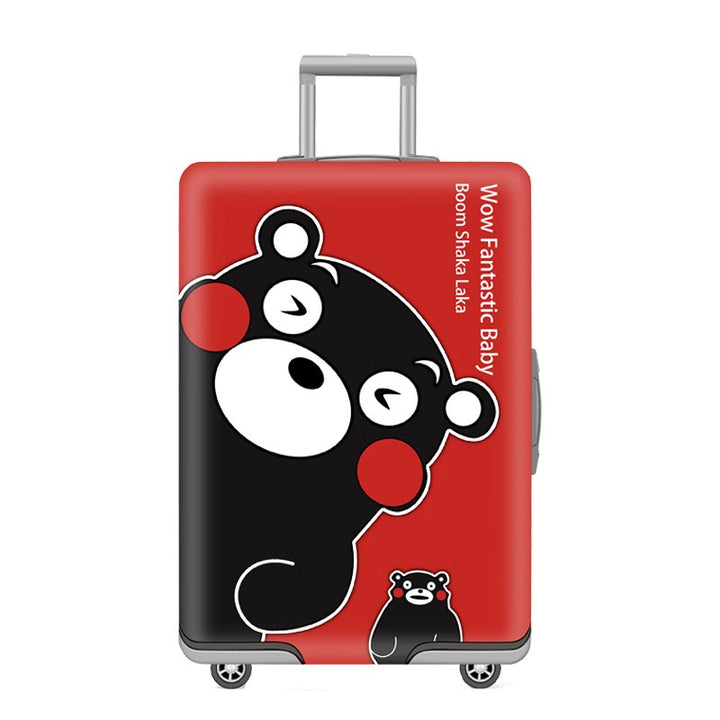 Unisex nan elastic motif suitcase cover made of stretchable polyester with handle and wheel openings Bowlift
