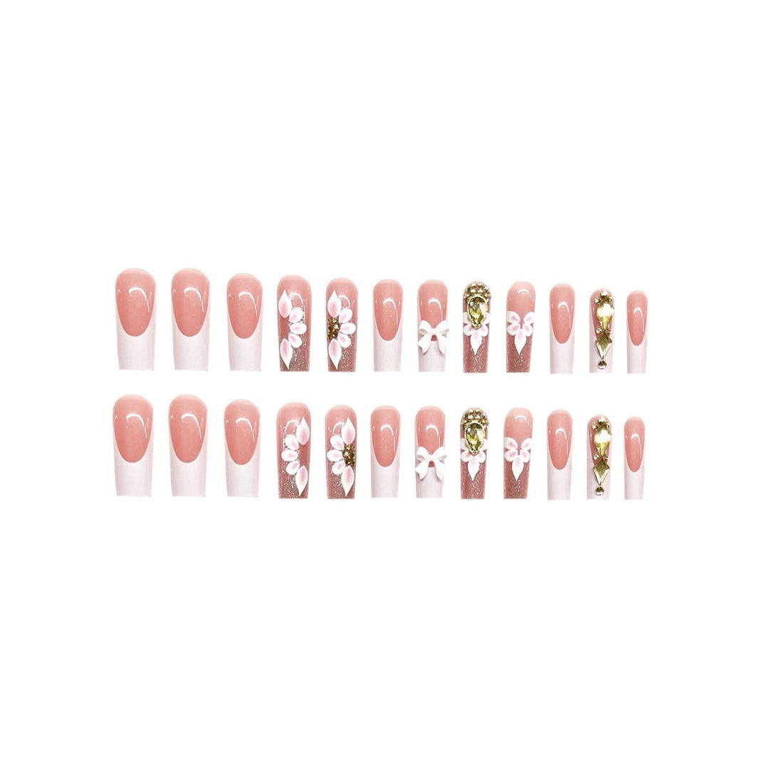 Exquisite Floral Acrylic Nail Art Bowlift