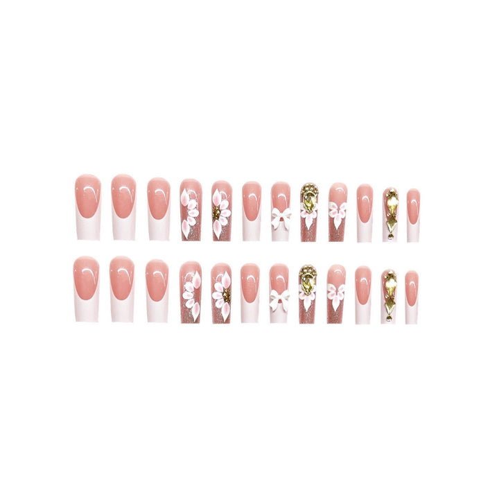 Exquisite Floral Acrylic Nail Art Bowlift