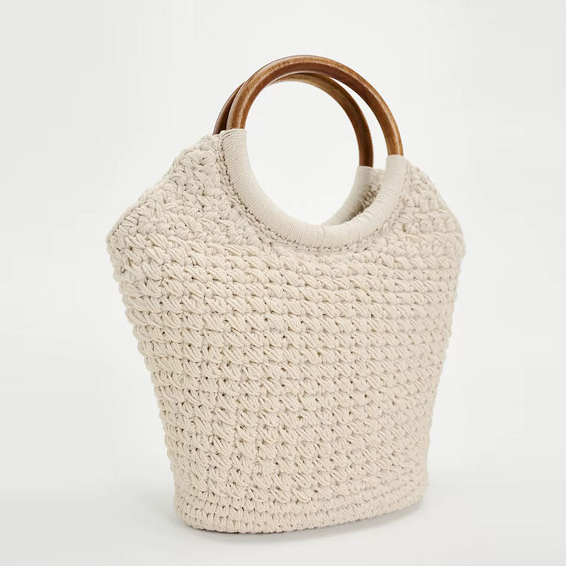 Handcrafted tote bag with round wooden handle Bowlift