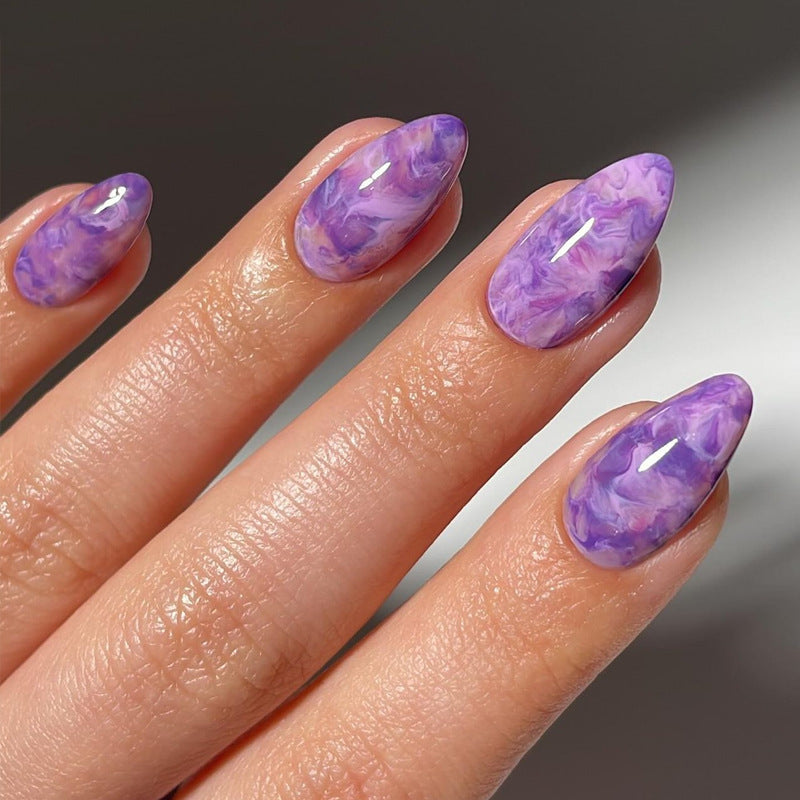 Artistic Marble Stiletto Press-On Nails Bowlift