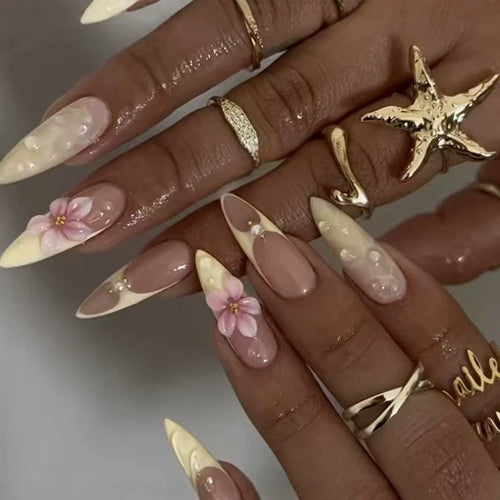Artistic Floral Tip Press-On Nails Bowlift