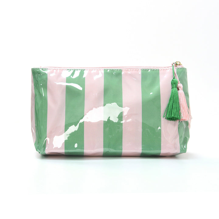 Cosmetic storage bag with water-repellent surface and tassel detail Bowlift