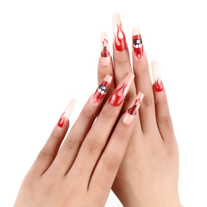 Artificial nails with creative flame patterns Bowlift