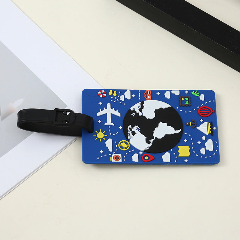 silicone travel luggage tag world map airplane design with adjustable strap Bowlift