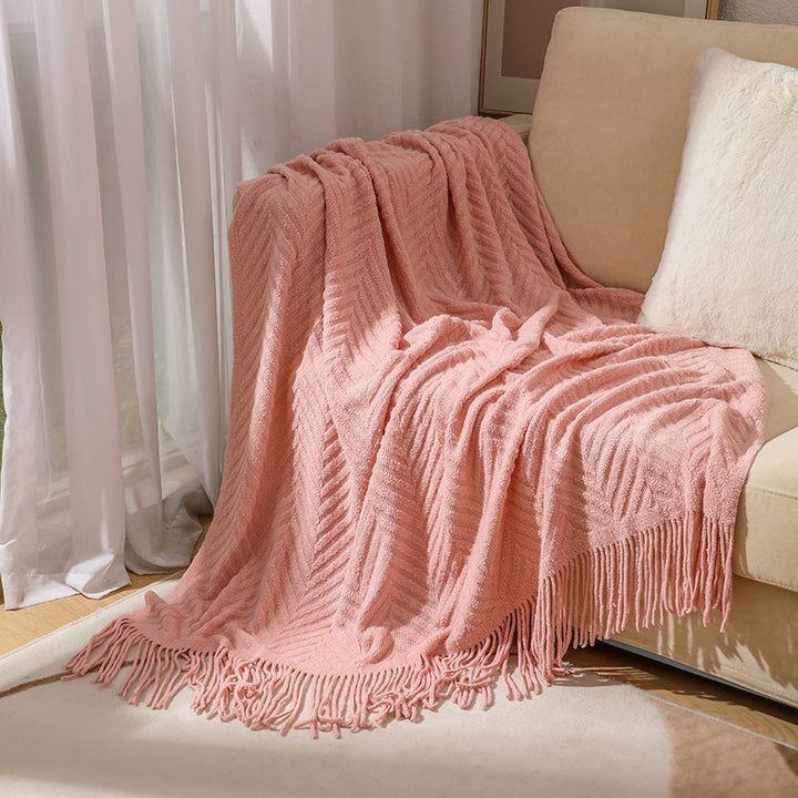 Cozy Knit Fringe Blanket Bowlift