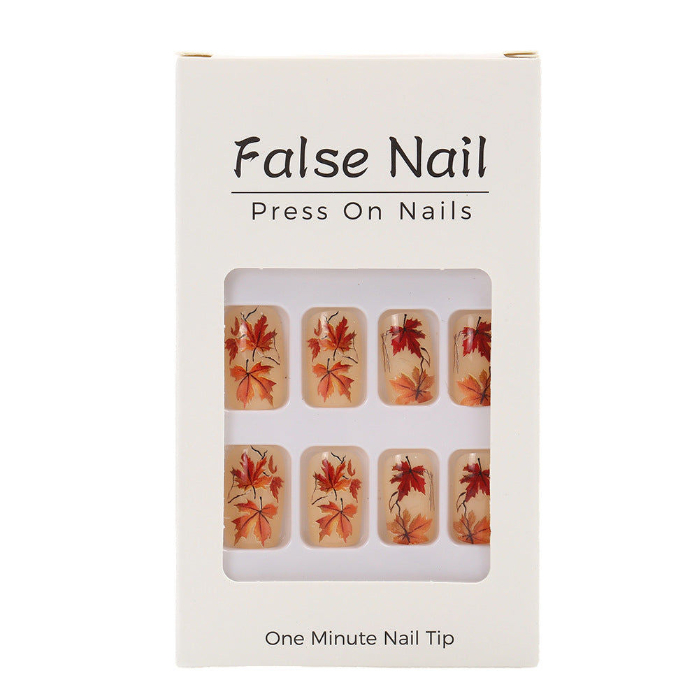 Artificial nails with autumn leaf patterns Bowlift