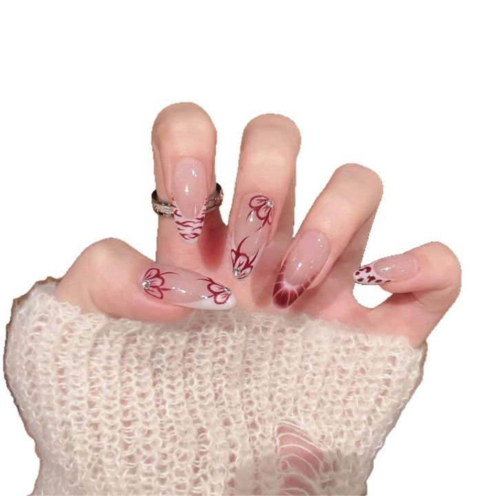 Artistic Floral Press-On Nail Design Set Bowlift