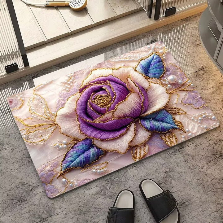Luxurious Embroidered Floral Area Rug Bowlift