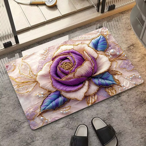 Luxurious Embroidered Floral Area Rug Bowlift