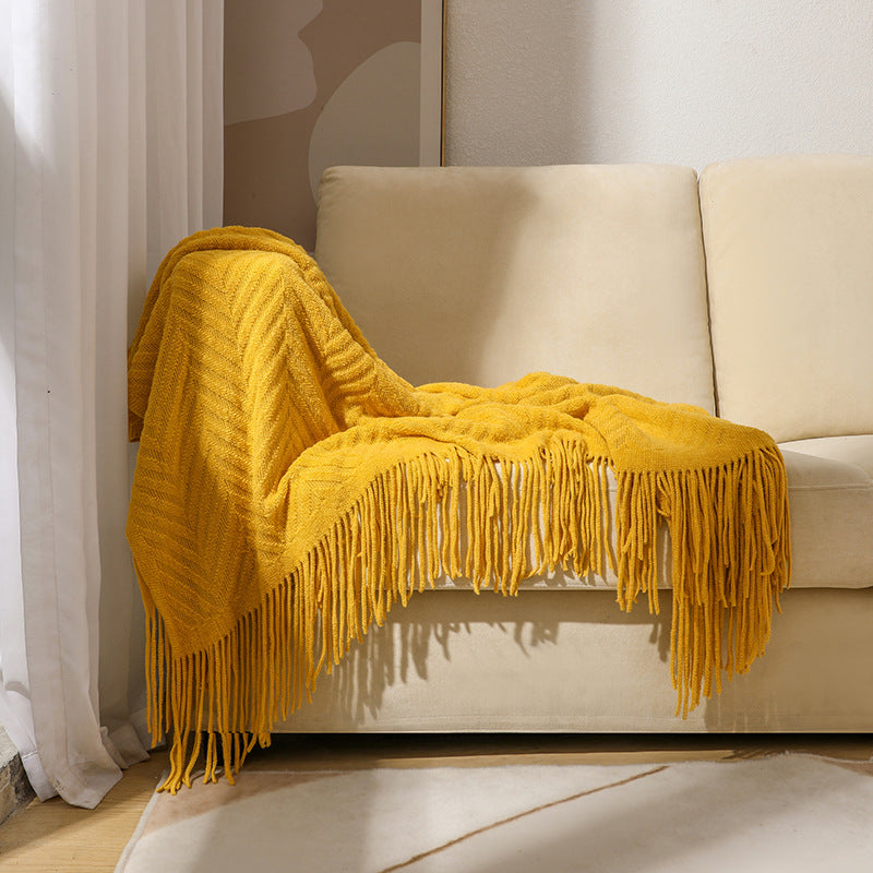 Textured Fringe Throw Blanket