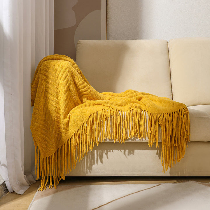 Textured Fringe Throw Blanket