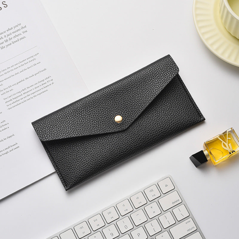 Elegant Textured Leather Clutch Wallet Bowlift
