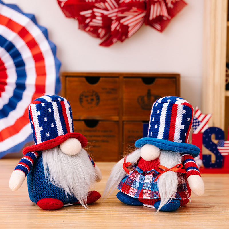 Unisex decorative fabric gnome as festive table and shelf decoration with knitted pointed hat and faux fur beard Bowlift