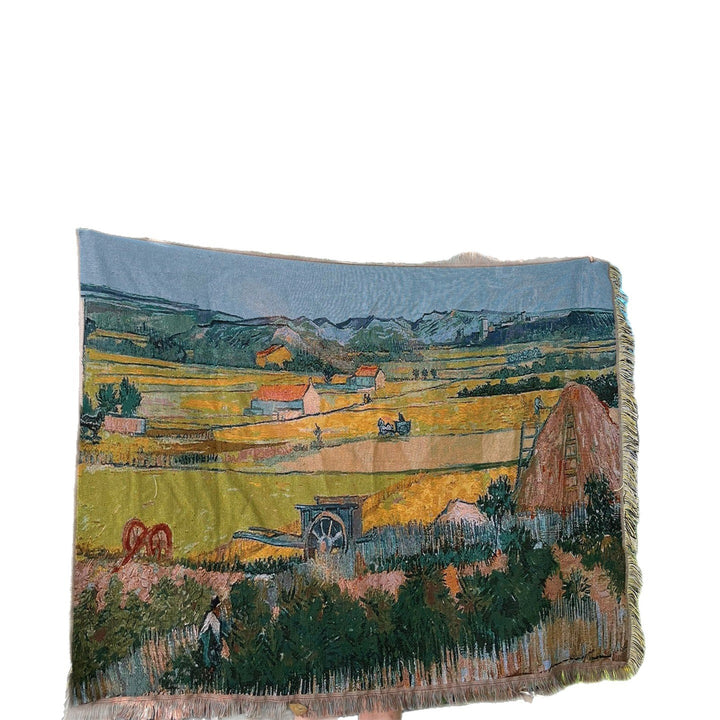 Artistic Woven Landscape Throw Blanket