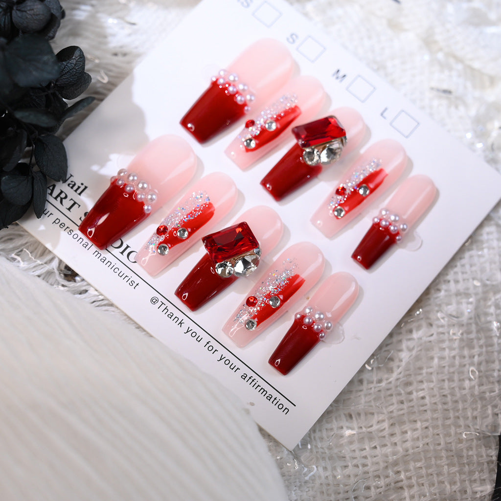 Glamorous Crystal and Gemstone Press-On Nail Set Bowlift