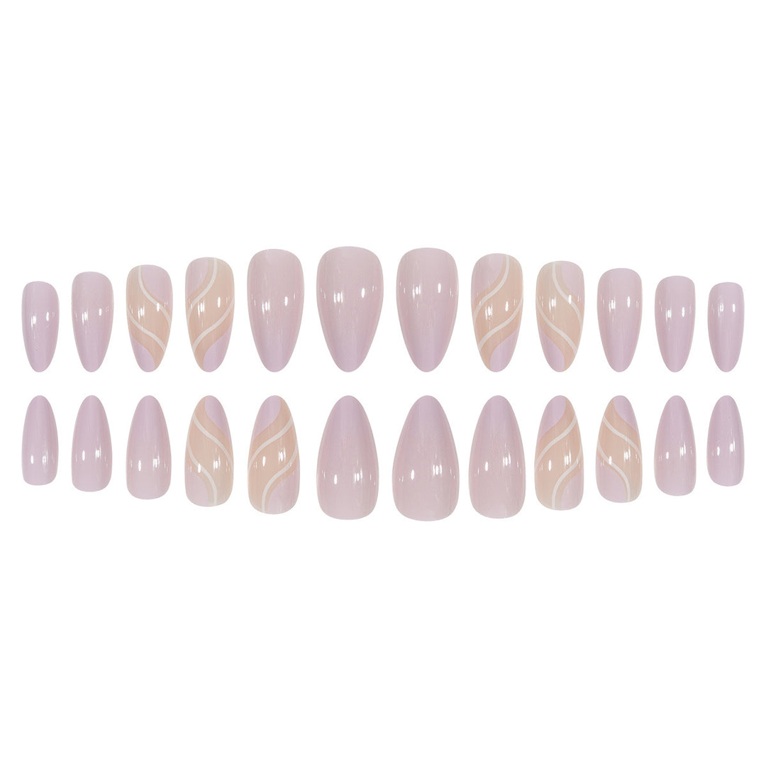 Elegant Stiletto Press-On Nails with Artistic Swirl Design Bowlift