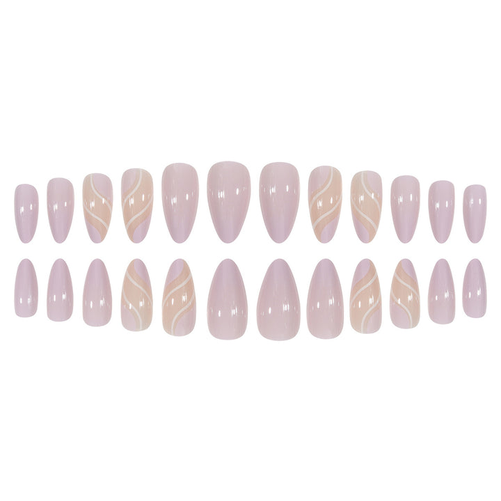 Elegant Stiletto Press-On Nails with Artistic Swirl Design Bowlift