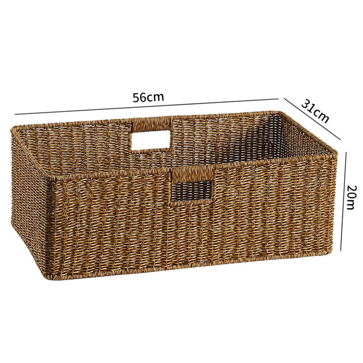 Handwoven Storage Basket with Cutout Handles Bowlift
