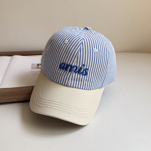 Women's Striped Cotton Baseball Cap Bowlift