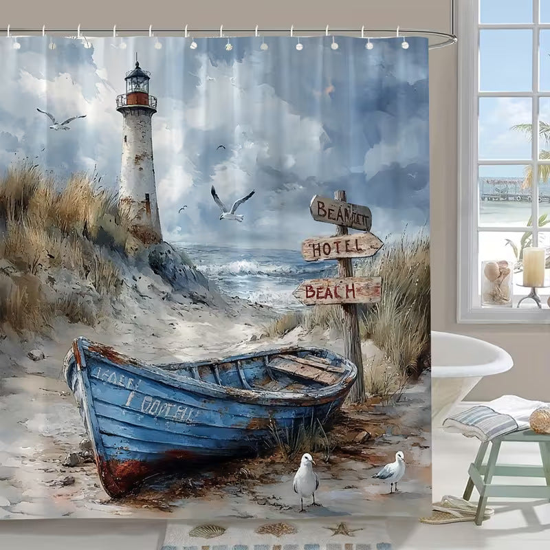 Coastal Scene Shower Curtain Bowlift