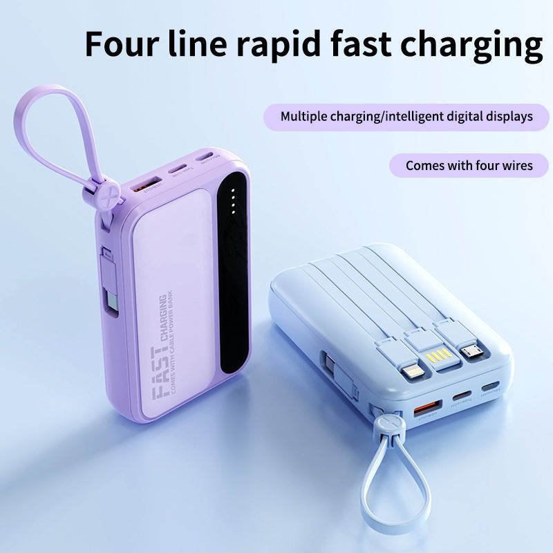 Portable power bank with integrated fast charging ports and multifunctional cable Bowlift