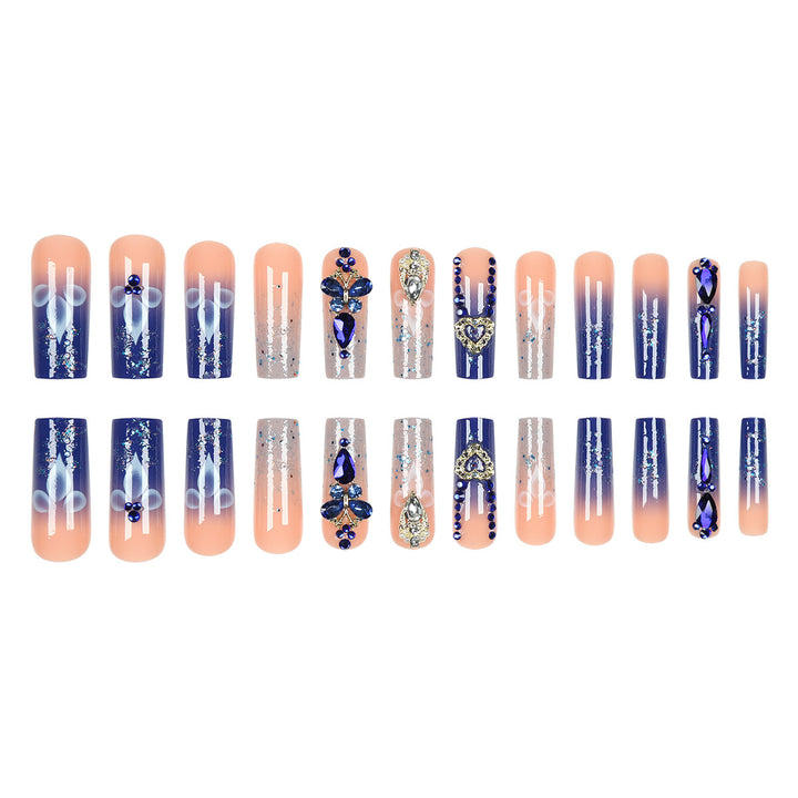 Decorative Rhinestone-Accented Long Press-On Nails Bowlift