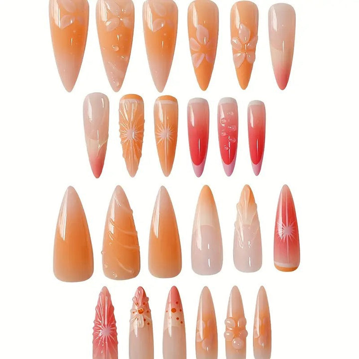 Artistic Floral Stiletto Nail Enhancements Bowlift