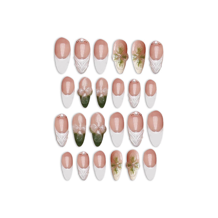 Elegant Floral Press-On Nail Art Bowlift