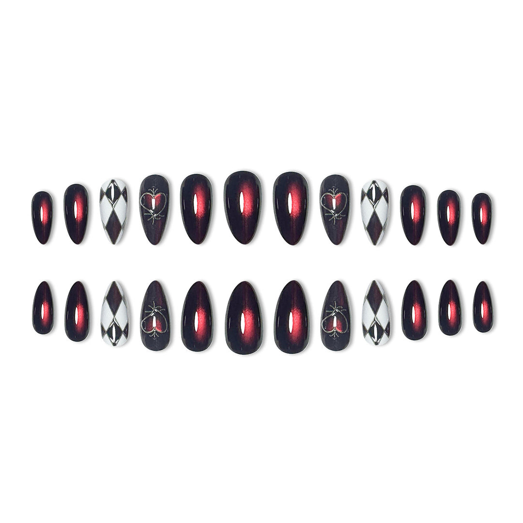 Stiletto Nail Enhancements with Heart Design Bowlift