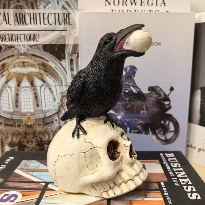 Decorative figure with raven on skull Bowlift