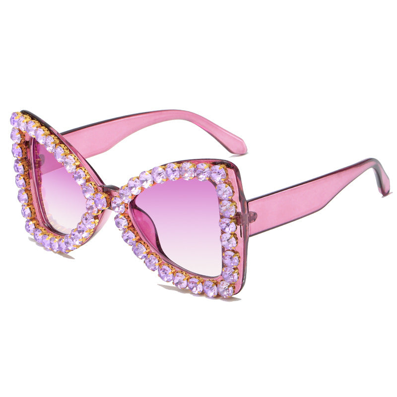 Ladies Glamorous Sunglasses with Crystal Decoration Bowlift
