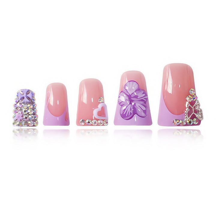 Floral Embellished Press-On Nail Set Bowlift