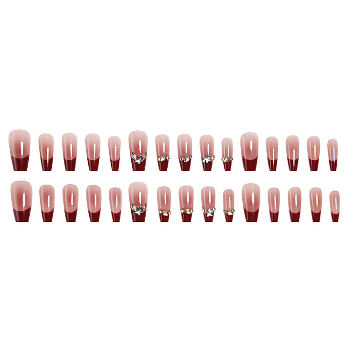 Artificial nail set with elegant glittering accents and romantic design Bowlift