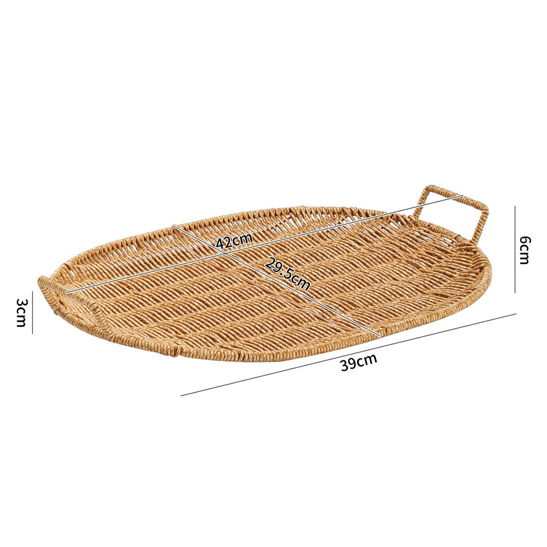 Handwoven Round Serving Tray with Ergonomic Handles Bowlift