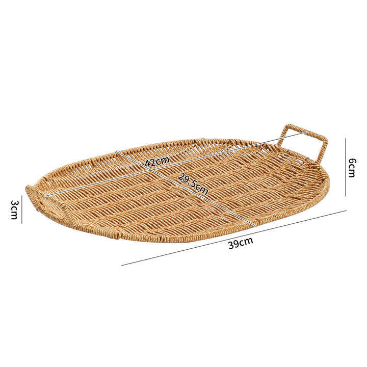 Handwoven Round Serving Tray with Ergonomic Handles Bowlift