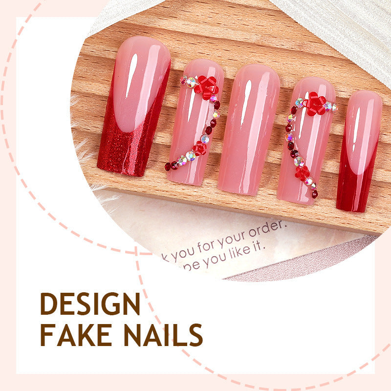 Artificial nail set with luxurious accents and elegant designs Bowlift