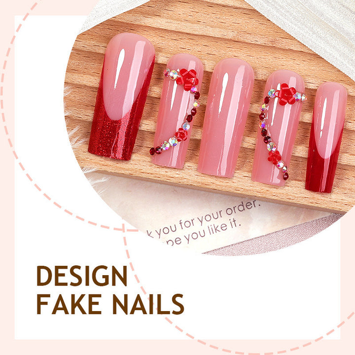 Artificial nail set with luxurious accents and elegant designs Bowlift