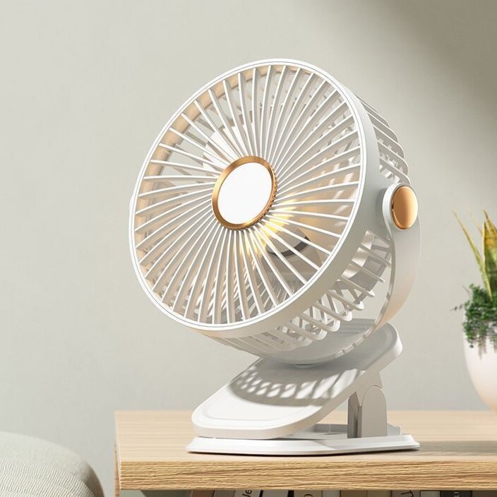 Ladies Portable Table Fan with Variable Speed Levels and Integrated LED Light Bowlift