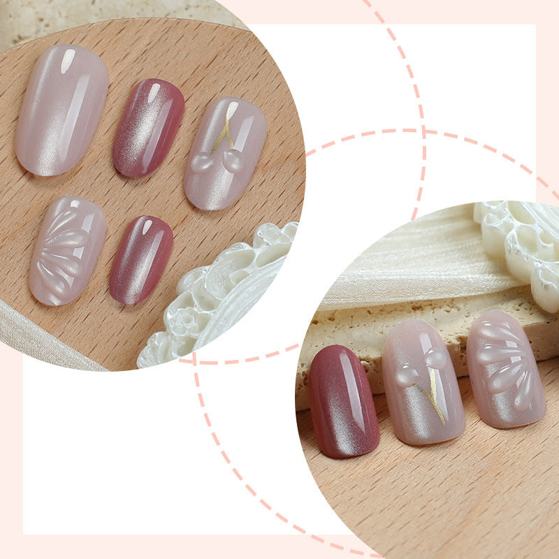 Acrylic nail set with elegant high-gloss finish and creative embellishments Bowlift