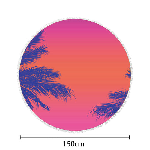 round beach towel with cheerful palm motif Bowlift