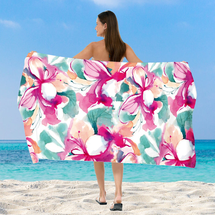 Beach towel with elegant floral watercolor design Bowlift