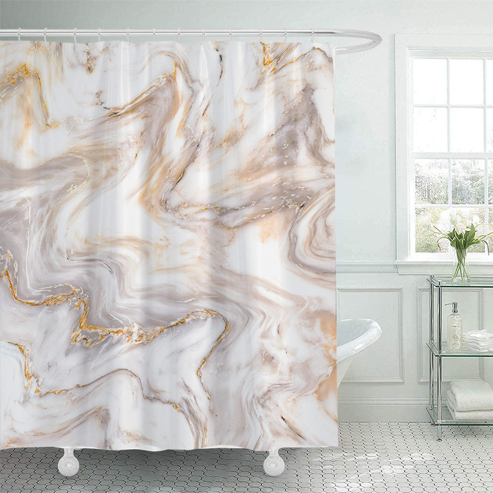 Elegant Marble-Patterned Shower Curtain Bowlift