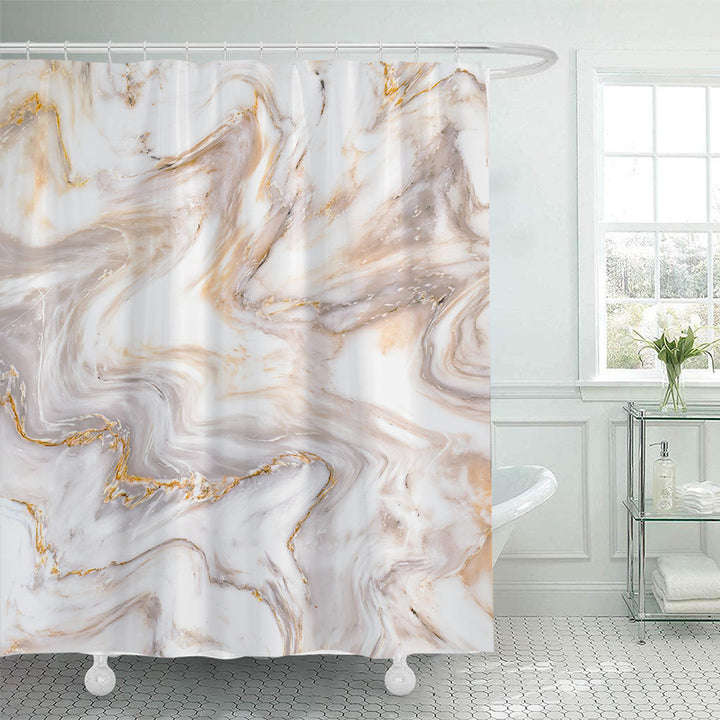 Elegant Marble-Patterned Shower Curtain Bowlift
